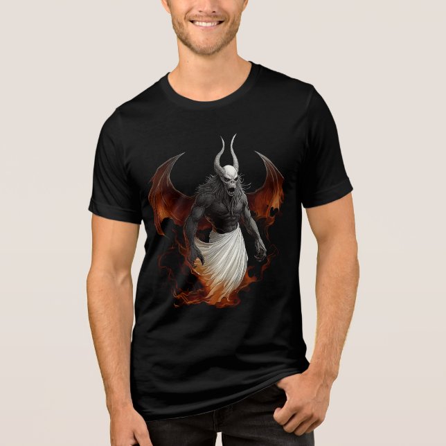 Infernal Demon in White Wrath Robe Tri-Blend Shirt (Front)