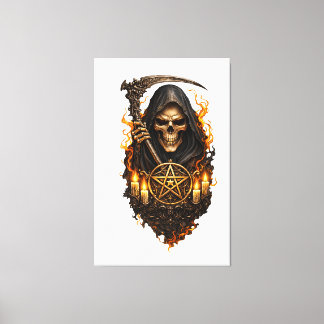 Infernal Skull of the Reaper – Gothic Fire Art Canvas Print