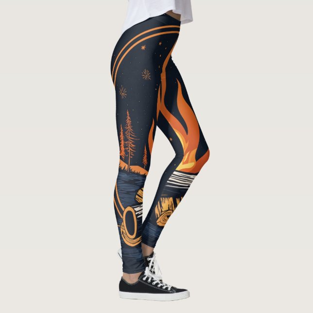 "Inferno Chic: Girls' Leggings with Fire Design" (Right)
