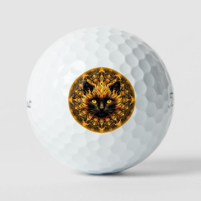 Inferno Kitty Mandala Golf Balls (Front)