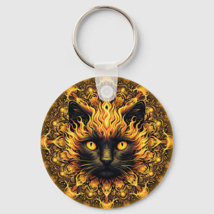 Inferno Kitty Mandala Keychain