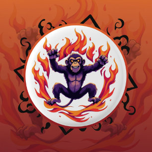 Inferno Monkey 1 Inch Round Button