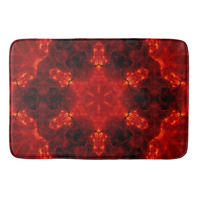 Inferno Nexus – Fiery Kaleidoscope Art Bath Mat (Front)