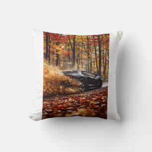 Inferno Run – Black Velocity Through Autumn Flame Throw Pillow
