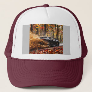 Inferno Run – Black Velocity Through Autumn Flame Trucker Hat