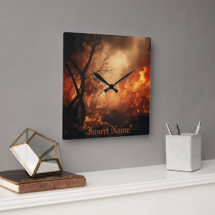 Inferno Square Wall Clock