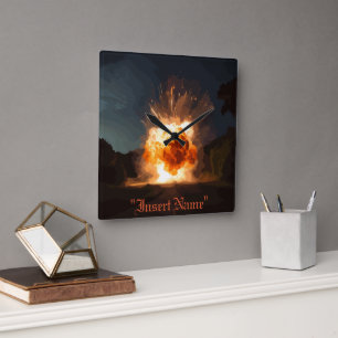Inferno Square Wall Clock