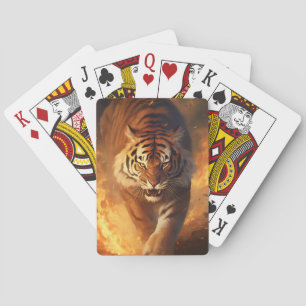 Inferno's Guardian: Tiger in Flames Playing Cards
