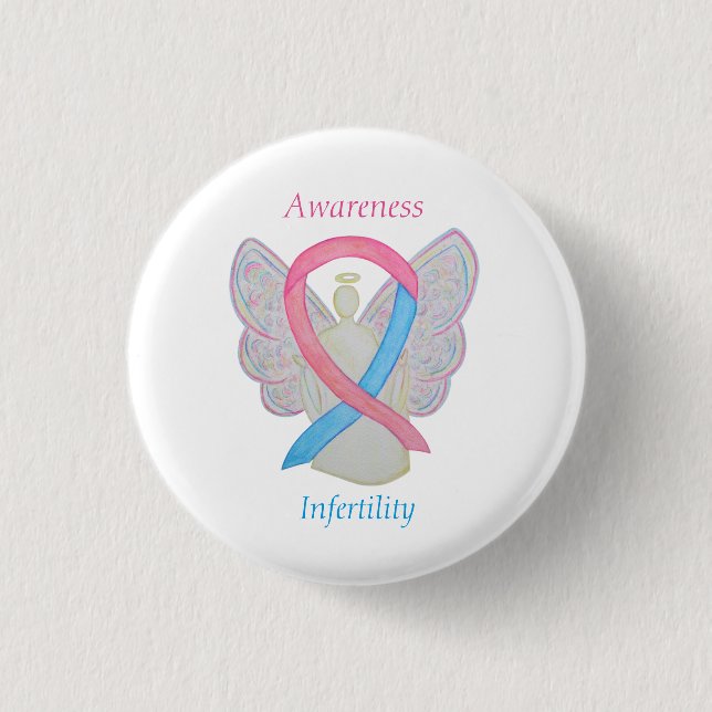 Infertility Awareness Angel Pink & Blue Ribbon Pin (Front)