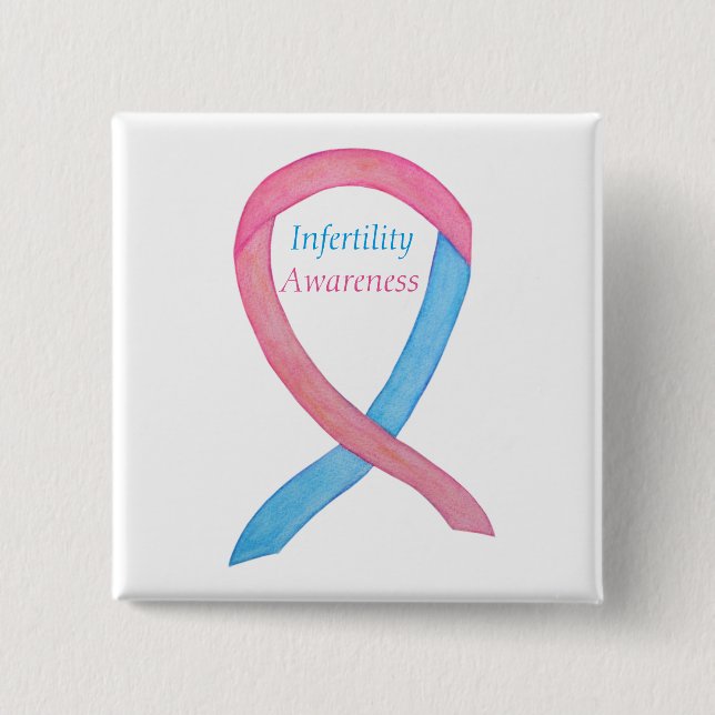 Infertility Awareness Pink & Blue Ribbon Pin (Front)