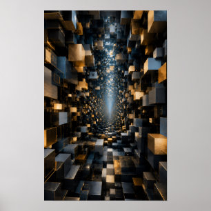 Infinite 3D Cube Tunnel Wall Art