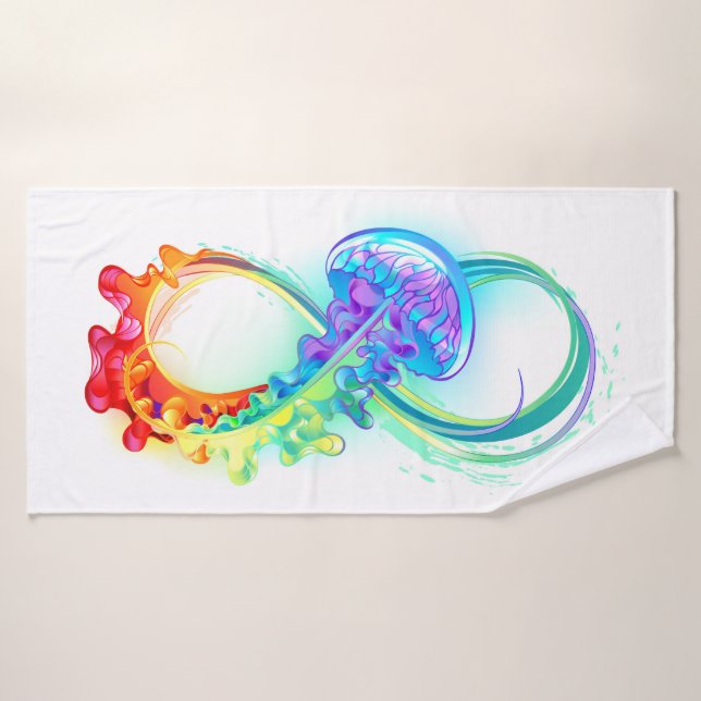 Infinité avec la méduse arc-en-ciel (Serviette de bain)