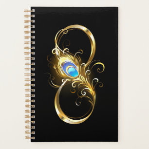 Infinité avec plume de paon doré
