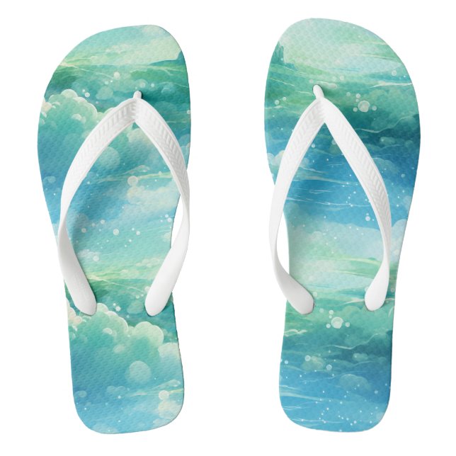 Infinite Blend of Ocean and Sky Flip Flops (Footbed)