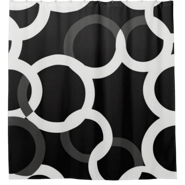 Infinite Circles Black/White Shower Curtain (Front)