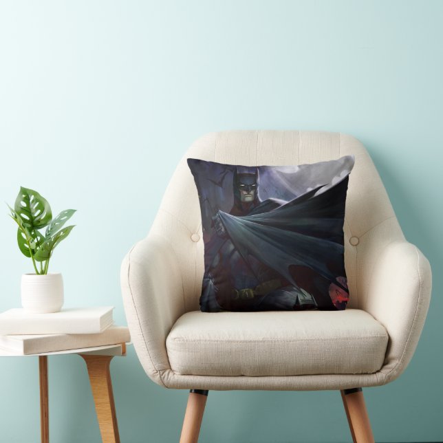 Infinite Crisis Batman Illustration Throw Pillow (Chair)