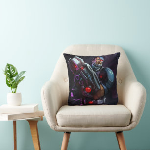 Infinite Crisis Cyborg Illustration Throw Pillow