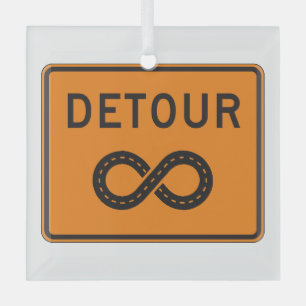 Infinite Detours Sign Cycling Glass Ornament