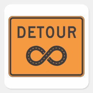 Infinite Detours Sign Cycling Square Sticker