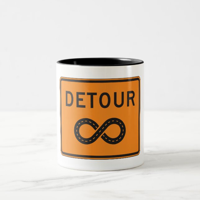 Infinite Detours Sign Cycling Two-Tone Coffee Mug (Center)