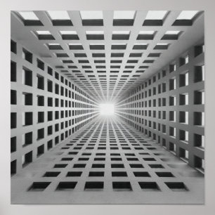 Infinite Geometric Grid Optical Illusion Art Poster