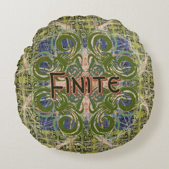 Infinite - Green Abstract by Alexandra Cook Round Pillow (Front)
