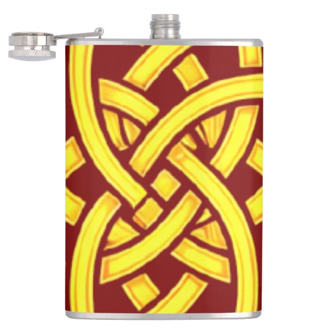 Infinite Harmony: Sacred Mandala Celtic Symbol Art Hip Flask (Opened)