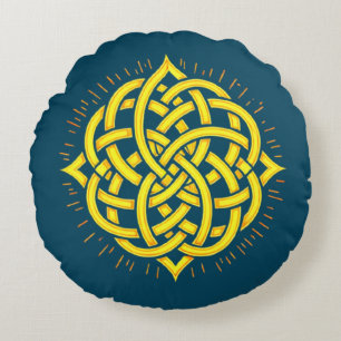 Infinite Harmony: Sacred Mandala Celtic Symbol Art Round Pillow