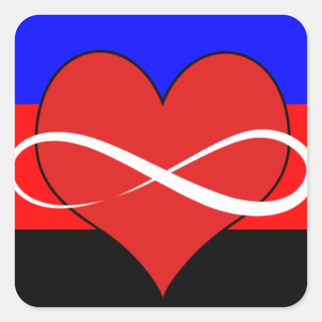 Infinite Heart with Flag Square Sticker (Front)