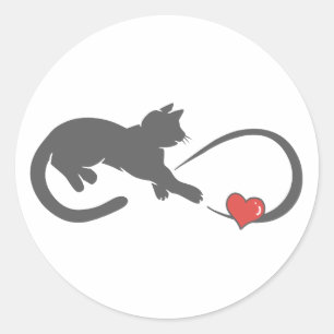 Infinite hearth cat silhouette - Choose back colou Classic Round Sticker