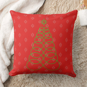 Infinite Love Christmas Tree - Green&Red Throw Pillow