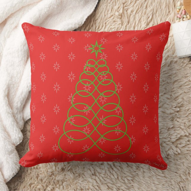 Infinite Love Christmas Tree - Green&Red Throw Pillow (Blanket)