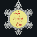 Infinite Love Pewter Snowflake Ornament<br><div class="desc">Embrace the eternal beauty of love with our Infinite Love Pewter Snowflake Ornament. Crafted with intricate detail, this romantic snowflake decor captures the essence of enduring love. Perfect for winter weddings, anniversaries, or as a unique holiday gift, this keepsake ornament symbolizes the everlasting bond between two souls. Personalize it to...</div>