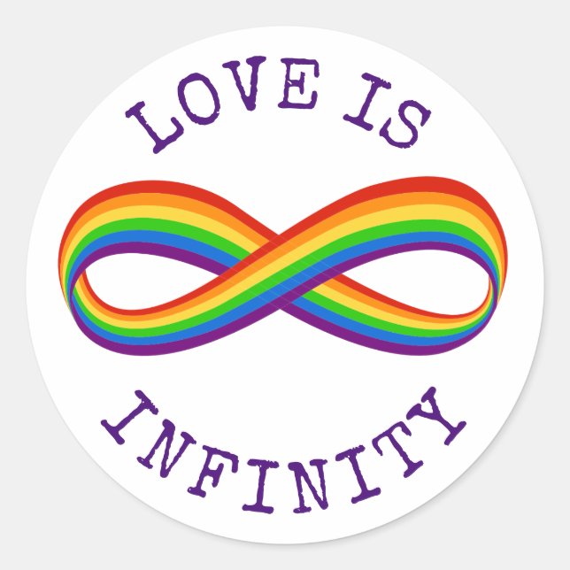 Infinite Rainbow Love Symbol Custom Gay Pride Classic Round Sticker (Front)