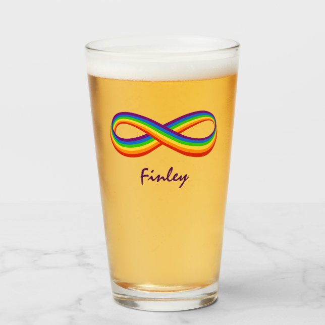 Infinite Rainbow Love Symbol Custom Gay Pride Glass (Front Filled)