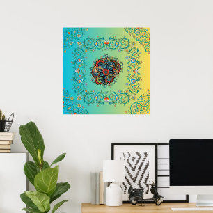 Infinite Splendor, Mehndi Green Floral Art Poster