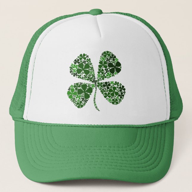 Infinitely Lucky 4-leaf Clover Trucker Hat (Front)