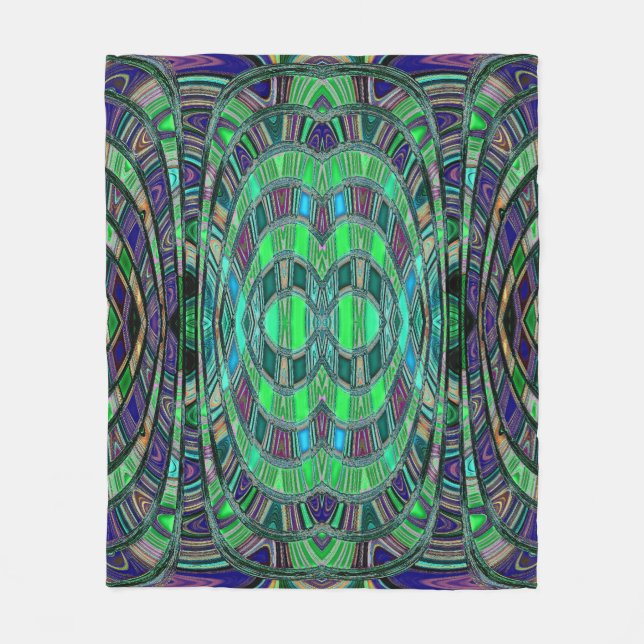 Infinity Arch Fleece Blanket - Acid Green & Blue (Front)