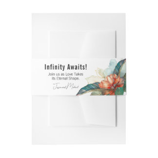 💓Infinity Awaits! Hibiscus Serenade Paradise Invitation Belly Band