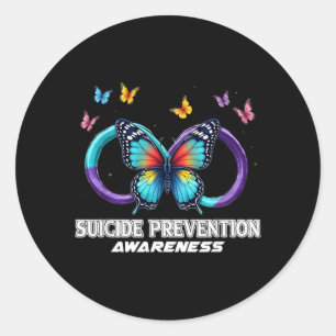 Infinity Butterfly Prevention Awareness Classic Round Sticker
