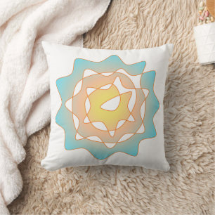Infinity Flower in Yellow Teal Perpetual Art Throw Pillow