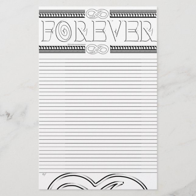 Infinity Forever Lined Black & White Stationary Stationery (Front)