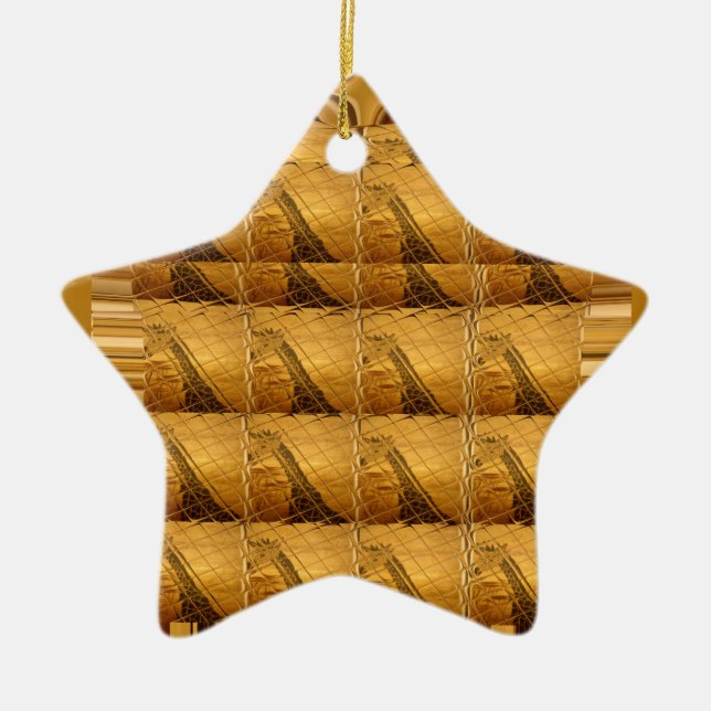 Infinity Golden Giraffe Animal Motif Art Print Ceramic Ornament (Front)