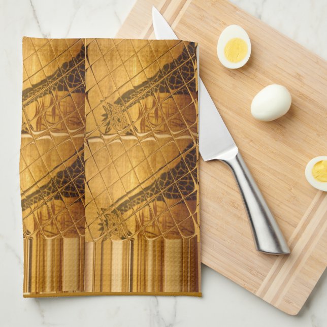 Infinity Golden Giraffe Animal Motif Art Print Kitchen Towel (Quarter Fold)