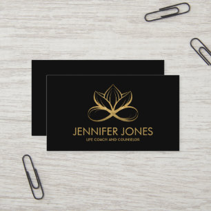 Infinity Golden Lotus Flower Business Card