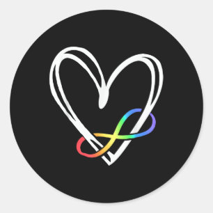 Infinity Heart Autism Awareness Love Needs No Word Classic Round Sticker