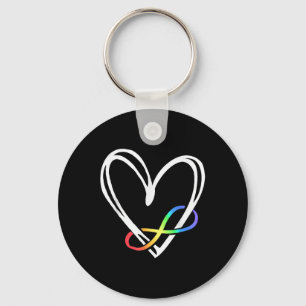 Infinity Heart Autism Awareness Love Needs No Word Keychain