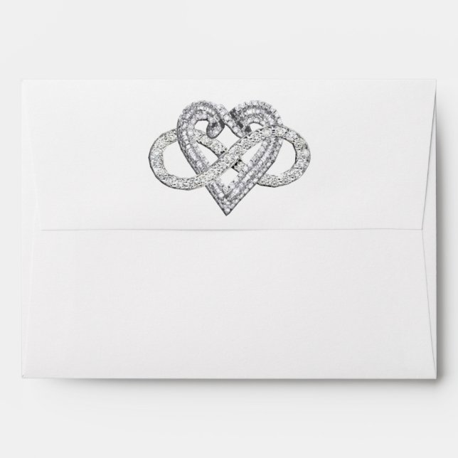 Infinity Heart Faux Black Glitter Envelope (Back (Top Flap))