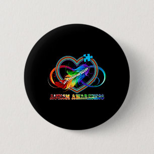 Infinity Heart Love Autism Awareness Needs No Word 2 Inch Round Button