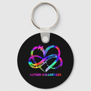 Infinity Heart Love Autism Awareness Needs No Word Keychain
